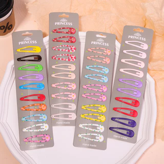 ชุดคลิปผม 10 ชิ้น ทรงหยดน้ำ สไตล์หวาน เครื่องประดับผมสำหรับเด็กและเยาวชน