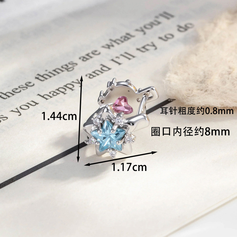 ต่างหูฝังหัวใจ Star Zircon AB สไตล์คลาสสิก สวมใส่ง่ายสำหรับทุกโอกาส ราคา ถูกที่สุด ดีลบีเคเค แกลเลอรีภาพที่ 2