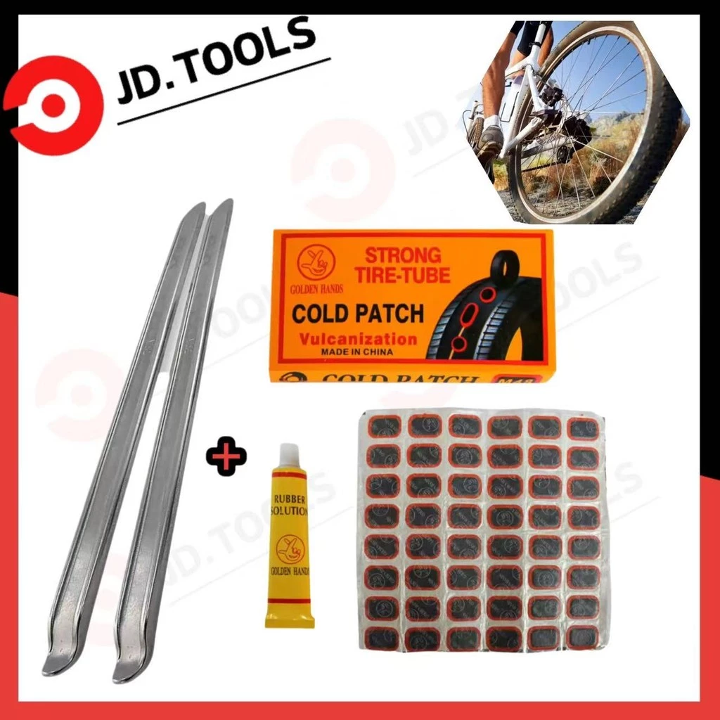 JD.TOOLSแผ่นปะยางจักรยานพร้อมกาว 48 ชิ้น พร้อมกล่อง แผ่นปะ พร้อมงัดยาง 2 แท่ง