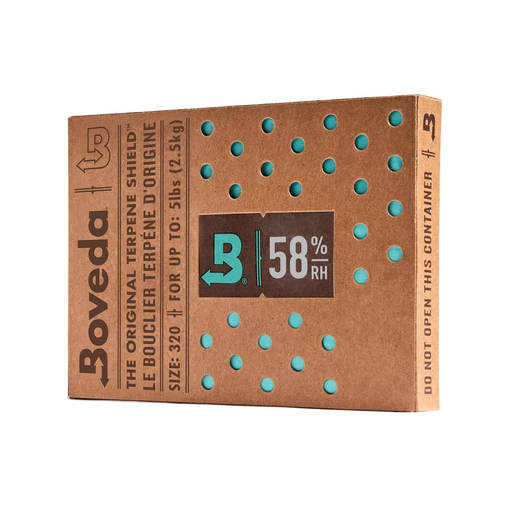 Boveda Herb Storage 58-RH 2-way humidity control size 320 protects up to 5 pounds (2.5 kilograms) of