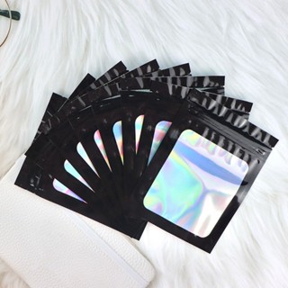 [แพ็คละ 50 แผ่น] ถุงซิปล็อค ถุงเก็บของ ถุงซิปล็อคสีเลเซอร์ ถ…