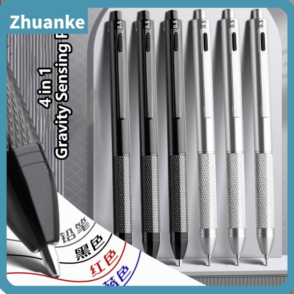 ZHUANKE ปากกามัลติฟังก์ชั่น, โลหะ 3 สีหมึก Gravity Sensing ปากกา, Creative 4 in 1 กดประเภทเจลปากกาของขวัญนักเรียน