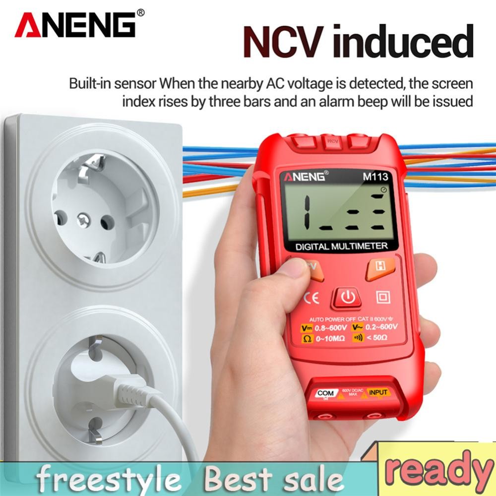 [freestyle01.th] ANENG เครื่องทดสอบมัลติมิเตอร์ขนาดเล็กดิจิตอลมัลติมิเตอร์อัจฉริยะเครื่องวัดความต้านทานแรงดันไฟฟ้าข้อมูลถือ 1999Cunts อัตโนมัติตั้งแต่สําหรับการตรวจจับ Line On/Off