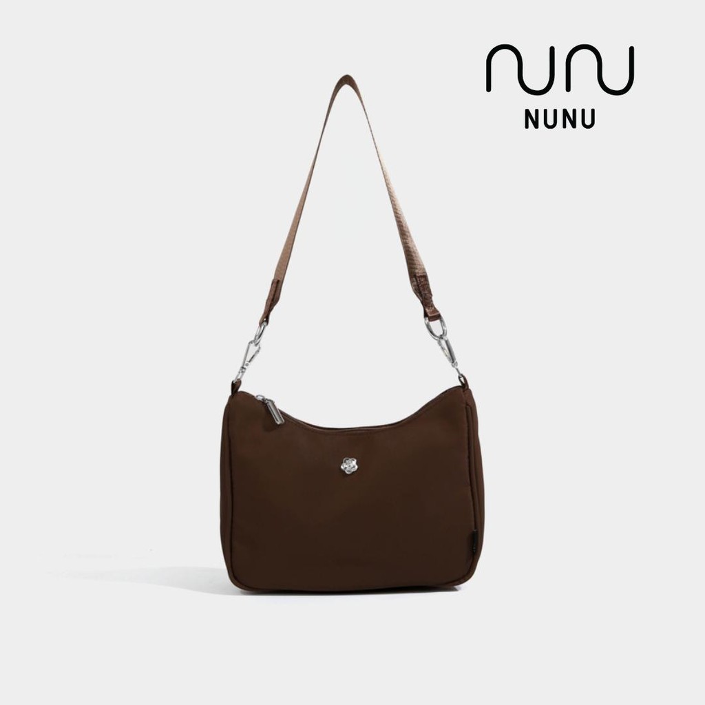 NUNU Rosy Bag - Unisex ผู้หญิงแฟชั่น Crossbody Half Moon Dumpling Bag ไนลอน BegUnisexy Wanita Lelaki