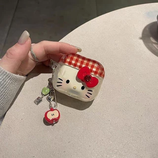 ลายสก๊อตโบว์ สวัสดี คิตตี้ เคสหูฟังไร้สายบลูทูธ แอร์พอด มือโปร 1/2/3/4 หูฟังฝาครอบป้องกัน