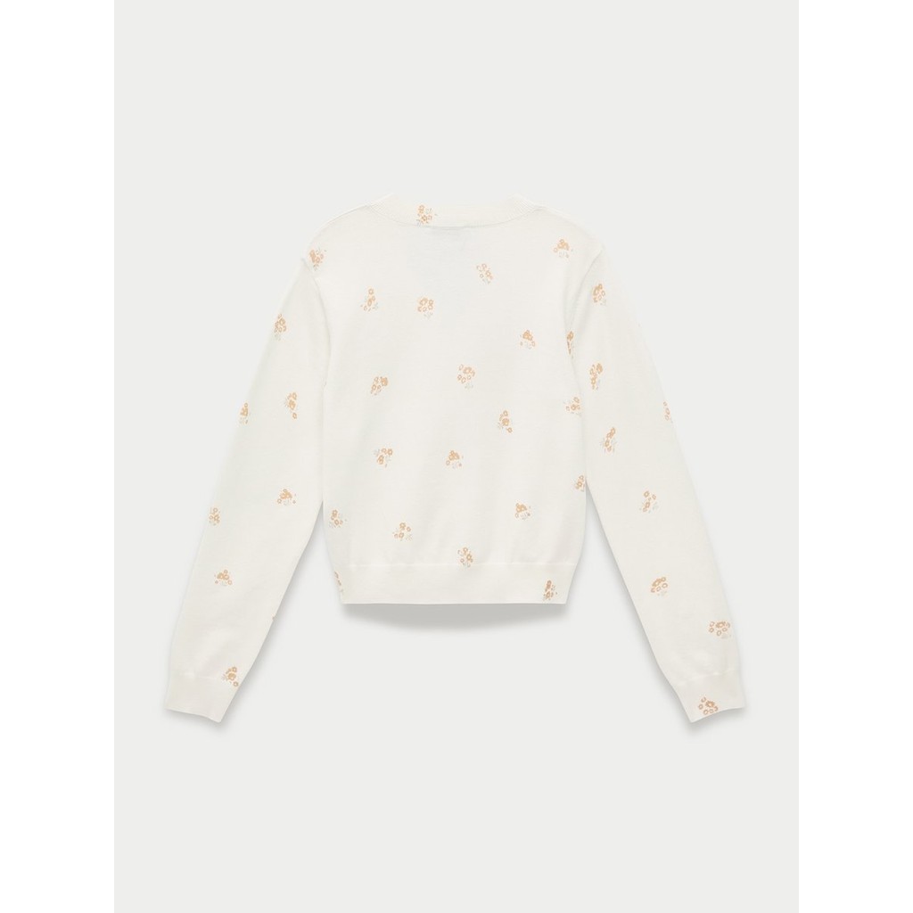 [Pomelo] เสื้อคาร์ดิแกนแต่งกระดุมลายดอกไม้ / Floral Buttoned Cardigan — صورة 4