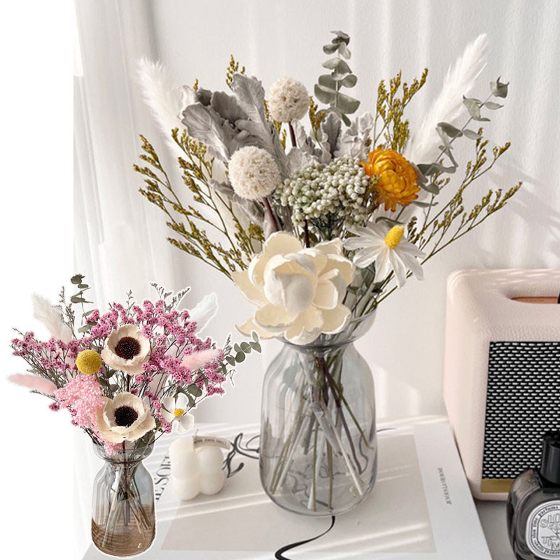 COD ช่อดอกไม้แห้ง เดซี่ ดอกอ้อ DIY สำหรับตกแต่งช่อ เป็นธรรมชาติและสวยงาม ของตกแต่งบ้าน（ไม่รวมแจกัน）