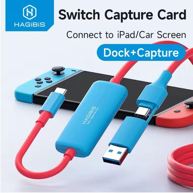 HAGIBIS USB 3.0 VIDEO CAPTURE CARD 100W PD USB C TO USB A/USB C LIVE RECORD VIDEO GAMING สําหรับ QUE
