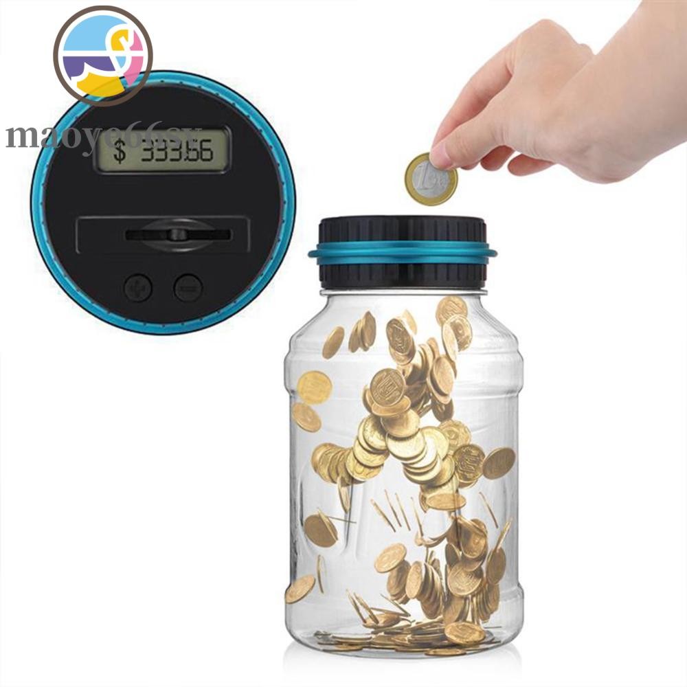 MAOYE66SY เคาน์เตอร์เหรียญ USD EURO GBP อัตโนมัติอิเล็กทรอนิกส์จอแสดงผล LCD เหรียญนับ Jar