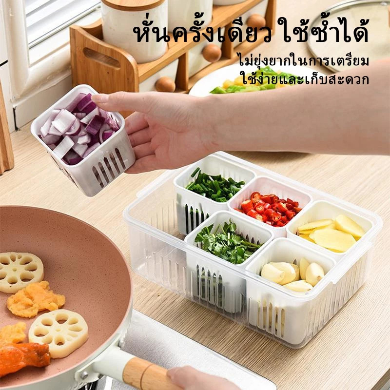 BAZZR กล่องถนอมอาหาร แยก 4/6ช่อง โปร่งใสกล่องเก็บอาหาร กล่องเก็บของในตู้เย็น กล่องบรรจุอาหารเด็ก กล่องเก็บผัก พร้อมฝาปิด - รูปที่ 5