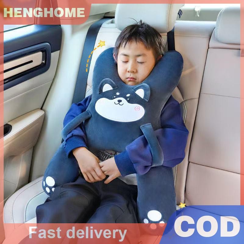 [HENGHOME] หมอนรองคอรถเด็กพร้อมเข็มขัดนิรภัยช่วยนอนหลับป้องกันพิงหัวเบาะหลัง Sleepingfort ระหว่างการเดินทางทางไกล [COD]