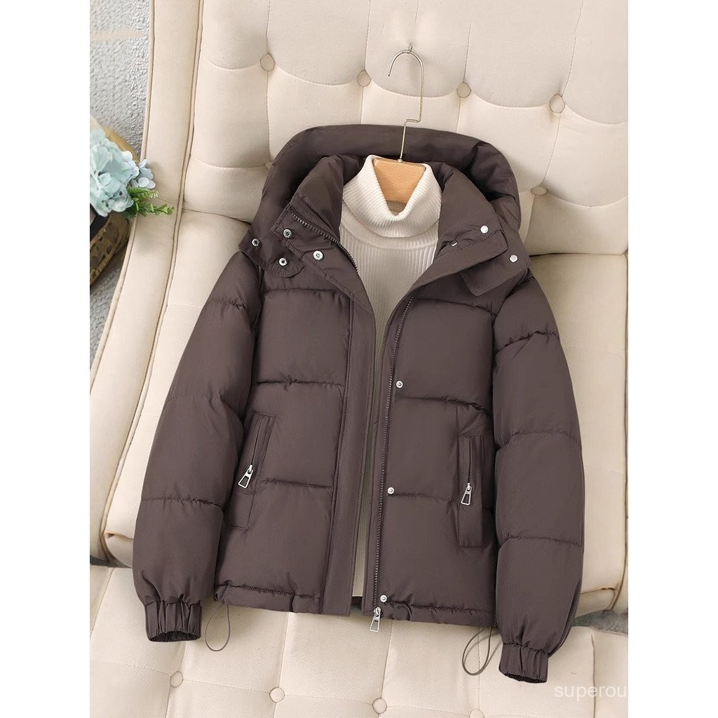 ฤดูหนาวเวอร์ชั่นเกาหลีใหม่2025 แจ็คเก็ตผ้าฝ้ายอเนกประสงค์สําหรับผู้หญิง เล็กกระทัดรัด แฟชั่นคลุมด้วยผ้าผ้าฝ้ายเสื้อลําลองผู้หญิงแจ๊กเก็ต ดร - รูปที่ 2