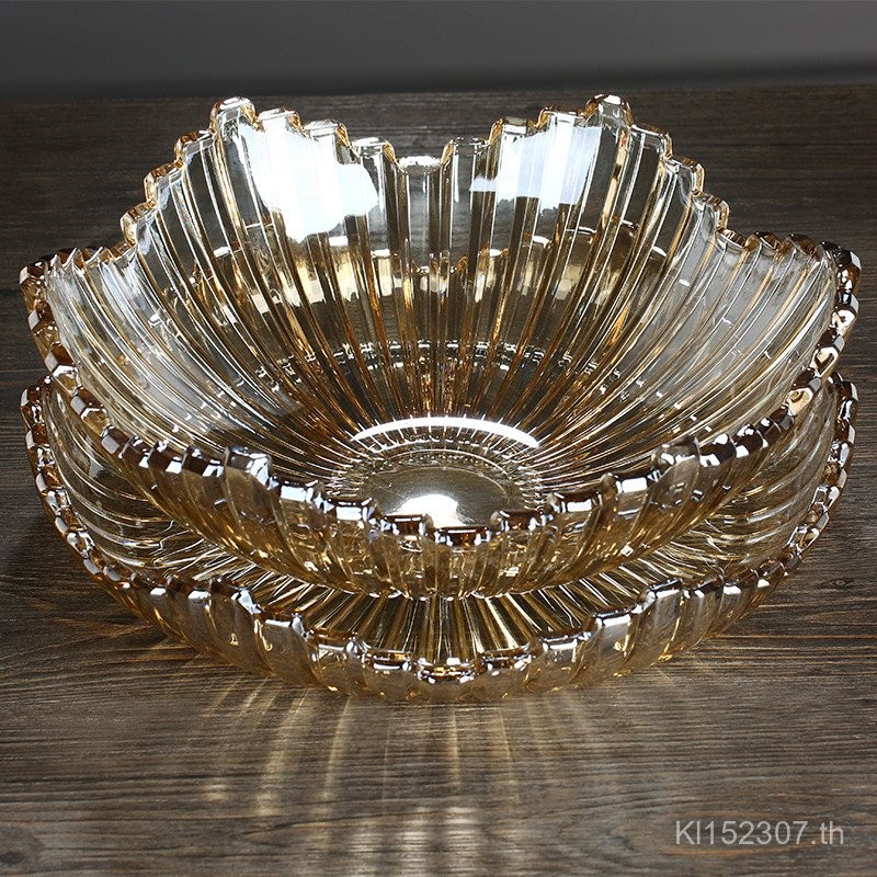 ห้องนั่งเล่นในครัวเรือน Nordic Snacks Candy ins สไตล์โต๊ะกาแฟ Ficus Place แก้วจานผลไม้หรูหราคริสตัล 