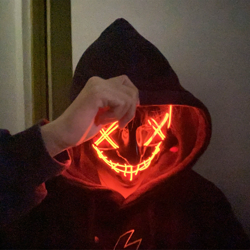 ฮาโลวีน LED Luminous Mask V-Shaped Script Kill Werewolf Kill Party ตลกอินเทรนด์เล่น Grimace Props