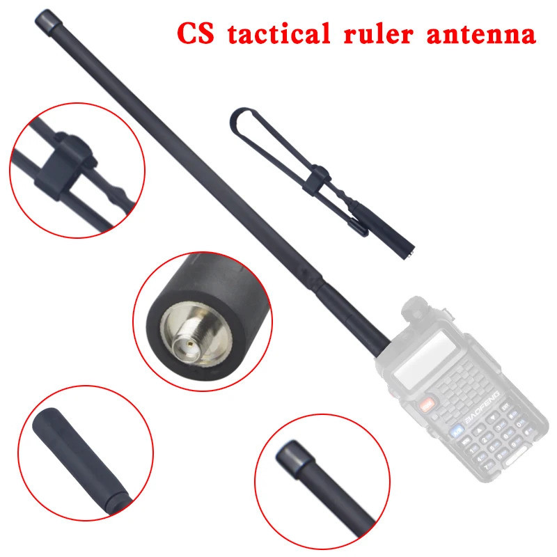 Walkie Talkie CS ยุทธวิธีพับเสาอากาศ SMA-หญิง VHF UHF Dual Band สําหรับ Baofeng UV-5R BF-888S UV-13 