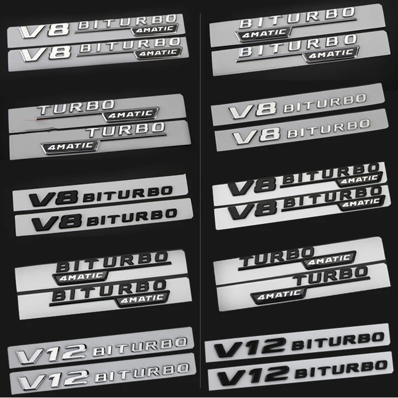 สัญลักษณ์ตัวอักษรสําหรับ Mercedes Benz AMG V12BITURBO V8 BITURBO 4MATIC + TURBO 4MATIC รถจัดแต่งทรงผ
