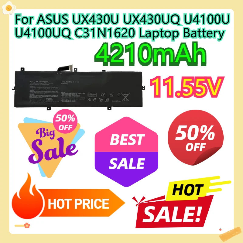 สําหรับ ASUS UX430U UX430UQ U4100U U4100UQ C31N1620 แบตเตอรี่แล็ปท็อป