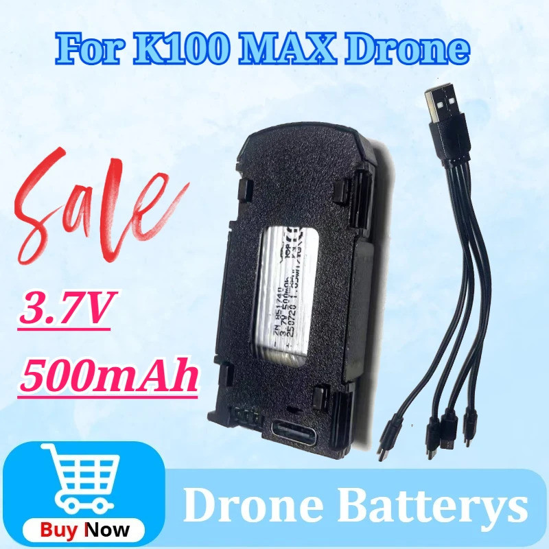 สําหรับ K100 MAX Drone แบตเตอรี่ 3.7V 500mAh แบตเตอรี่สําหรับ K100 MAX Drone หน้าจอ Drone สายชาร์จอุ