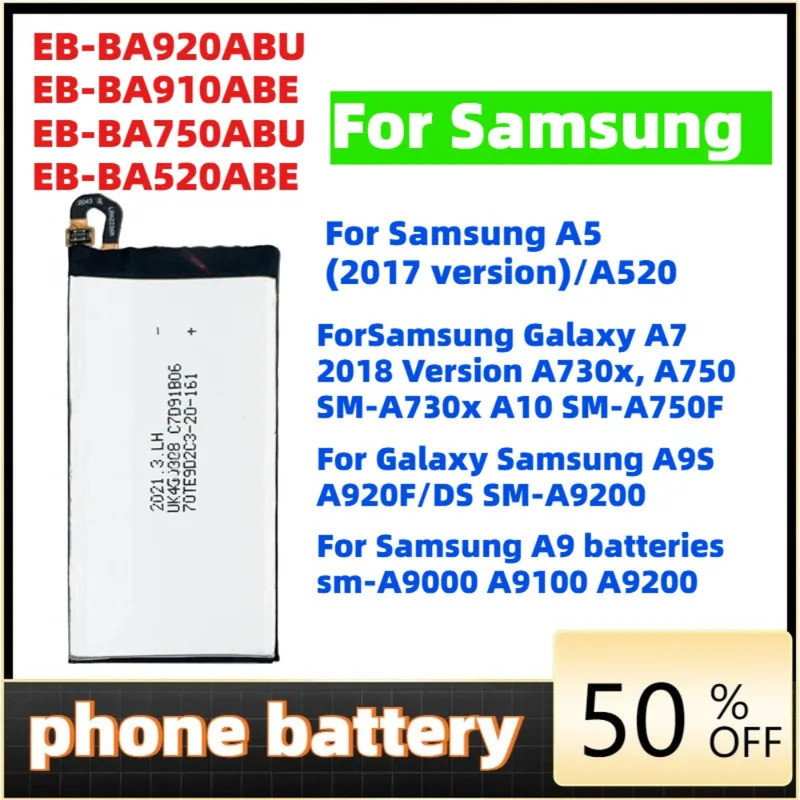 EB-BA520ABE แบตเตอรี่โทรศัพท์สําหรับ Samsung Galaxy A5 2017 Edition A520 SM-A520F/ A7 2018 รุ่น/Gala