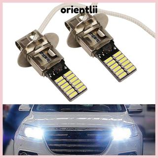 ORIENTLEE 2Pcs H3 6500K 24-SMD 4014 DRL Lamp Hot Auto Super Bright Head Bulb