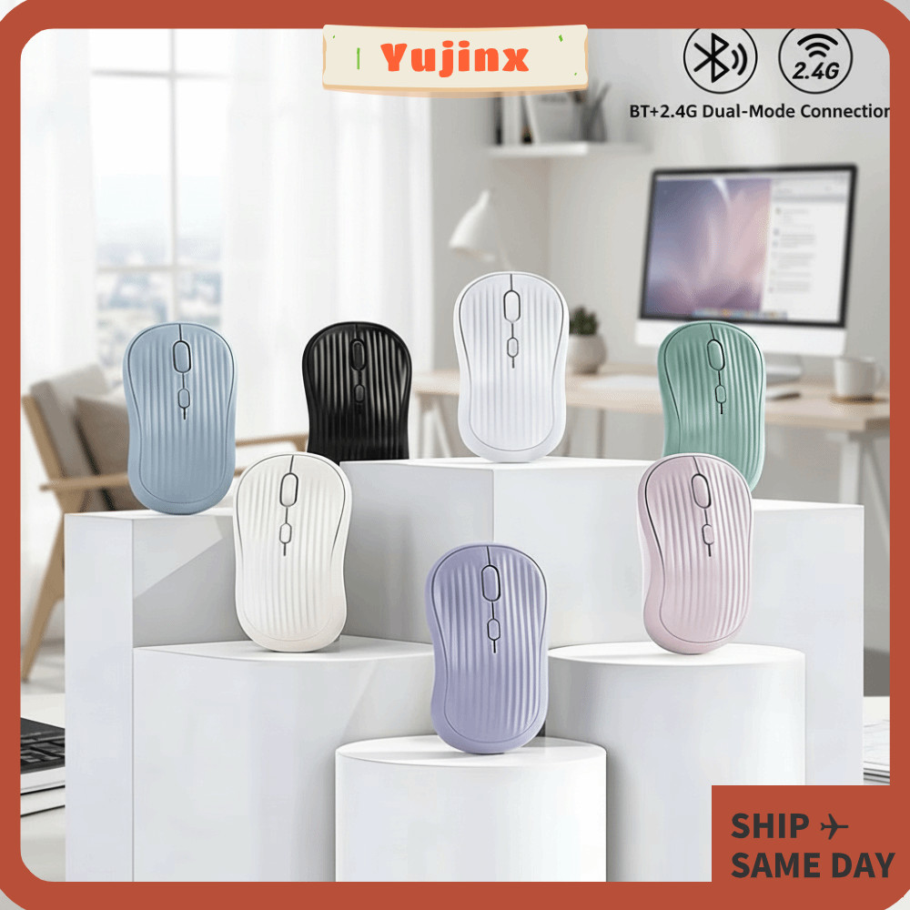 เมาส์ไร้สาย YUJINX, เมาส์โหมดคู่ Type-C แบบชาร์จไฟได้, อินเทรนด์ตามหลักสรีรศาสตร์ 2.4G เมาส์เงียบบลูทูธเดสก์ท็อปแล็ปท็อปแท็บเล็ต
