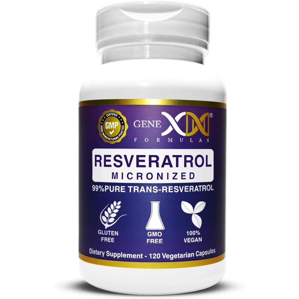Genex Formulas Trans Resveratrol 1000mg เสิร์ฟ 99% Pure Micronized Phaceutical Grade Trans-Resveratr