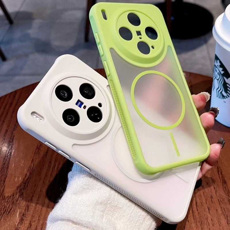 เคสโทรศัพท์แม่เหล็กที่เหมาะกับผิวสําหรับ Vivo X300 X200 Ultra/Pro/mini กรอบกลวงออกและเปลือกกระจายความร้อนโปร่งใส เคสซิลิโคนอ่อนนุ่มป้องกันการล่มสลาย
