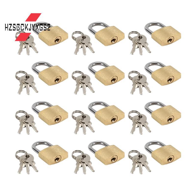 Hzsbckjyxgs212 Pack Mini Keylock Small Padlock Solid Brass Locks ทองเหลือง 3 Key สําหรับล็อคกระเป๋าเ