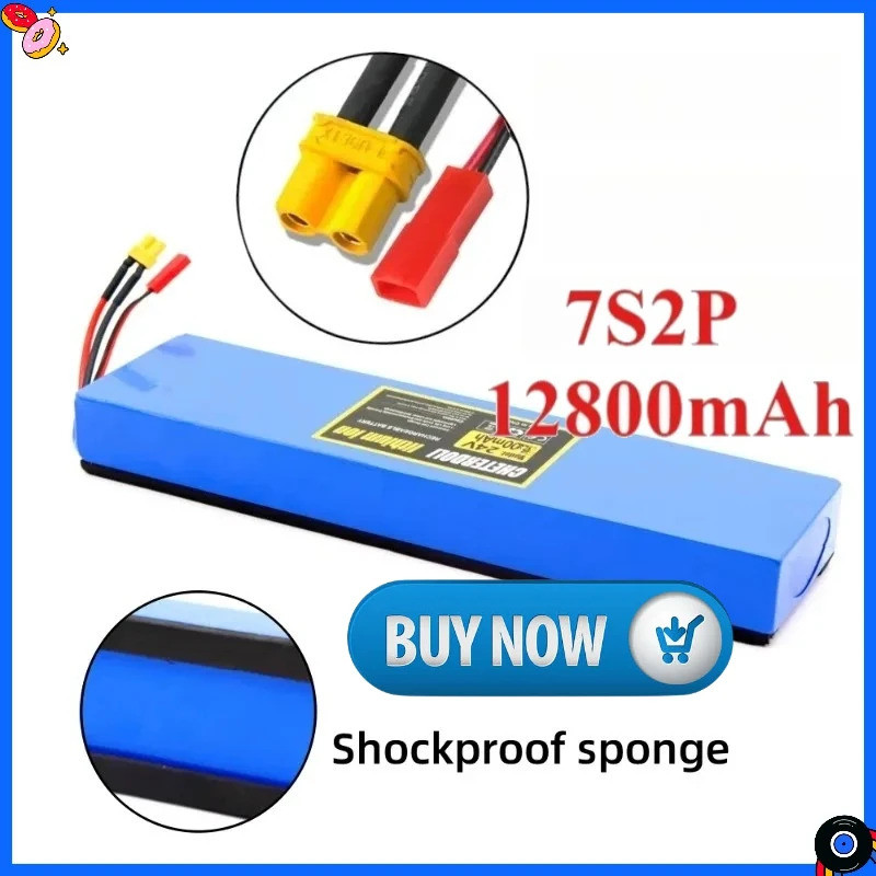 ใหม่ 24V 12800mAh 18650 7S2P สูง-ความจุ Li-ion แบตเตอรี่ผ้าฝ้ายกันกระแทก 29.4V 12.8Ah สําหรับ E-Scoo