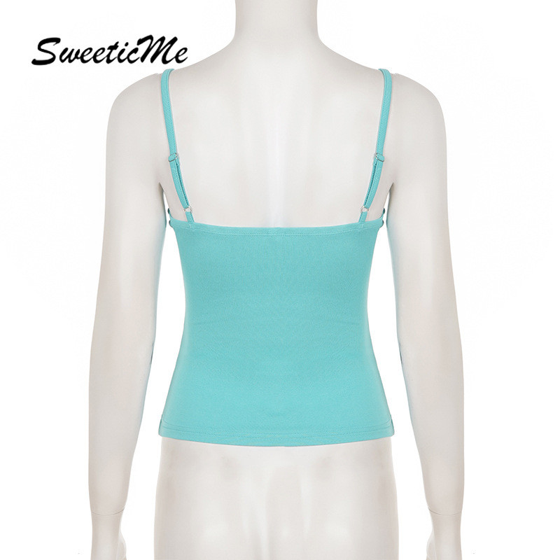 SweeticMe ผู้หญิง 2026 ใหม่แฟชั่นเซ็กซี่ลูกไม้ Splicing Casual Street สายคล้องคอ Camisole + กางเกงขาสั้นชุด — صورة 8
