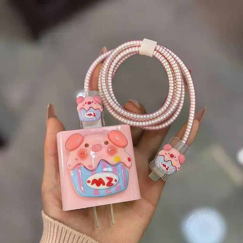 หมูน้อยน่ารักสําหรับ OPPO Charger Cover Charger Case น่ารักการ์ตูนสาย Protector สําหรับ OPPO 67w 80w