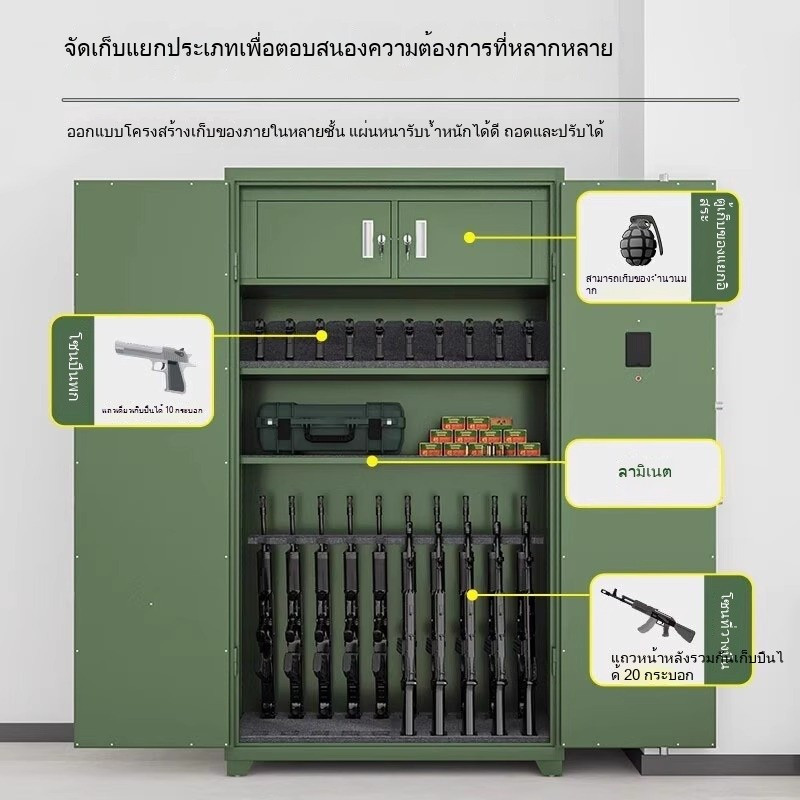 ตู้นิรภัยเก็บปืนอัจฉริยะระบบเชื่อมต่อ พร้อมระบบกันขโมยและกันระเบิด ล็อกรหัส รองรับการเก็บทั้งปืนและกระสุน BQX4