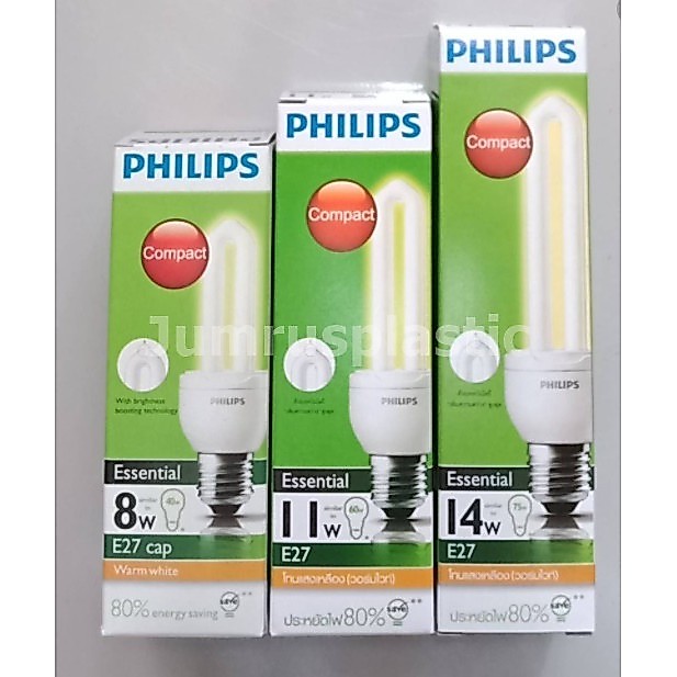 หลอดไฟ ซุปเปอร์คุ้ม PHILIPS Essential 8/11/14/18 วัตต์ คลูเดย์ไลท์/วอร์มไวท์
