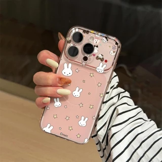 For iPhone เคสไอโฟน ดาวและกระต่าย 11 12 13 14 15 16 17 PLUS B4PRO MAX X XS เปลือกที่เรียบง่าย MAX XR 7/8PLUS