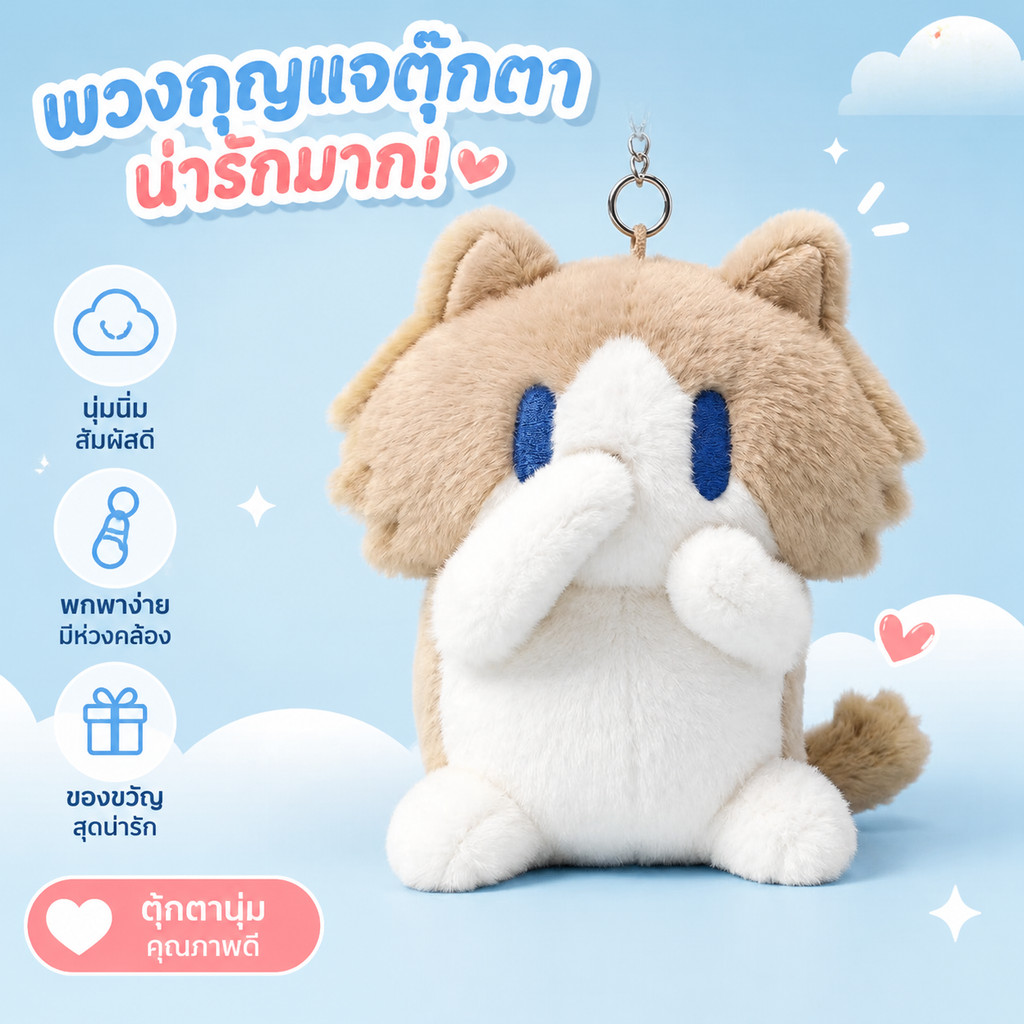 ตุ๊กตาแมวสุดน่ารัก พวงกุญแจของขวัญ ตุ๊กตาแขวนกระเป๋า ตุ๊กตาผ้า ของขวัญให้เพื่อนสนิท