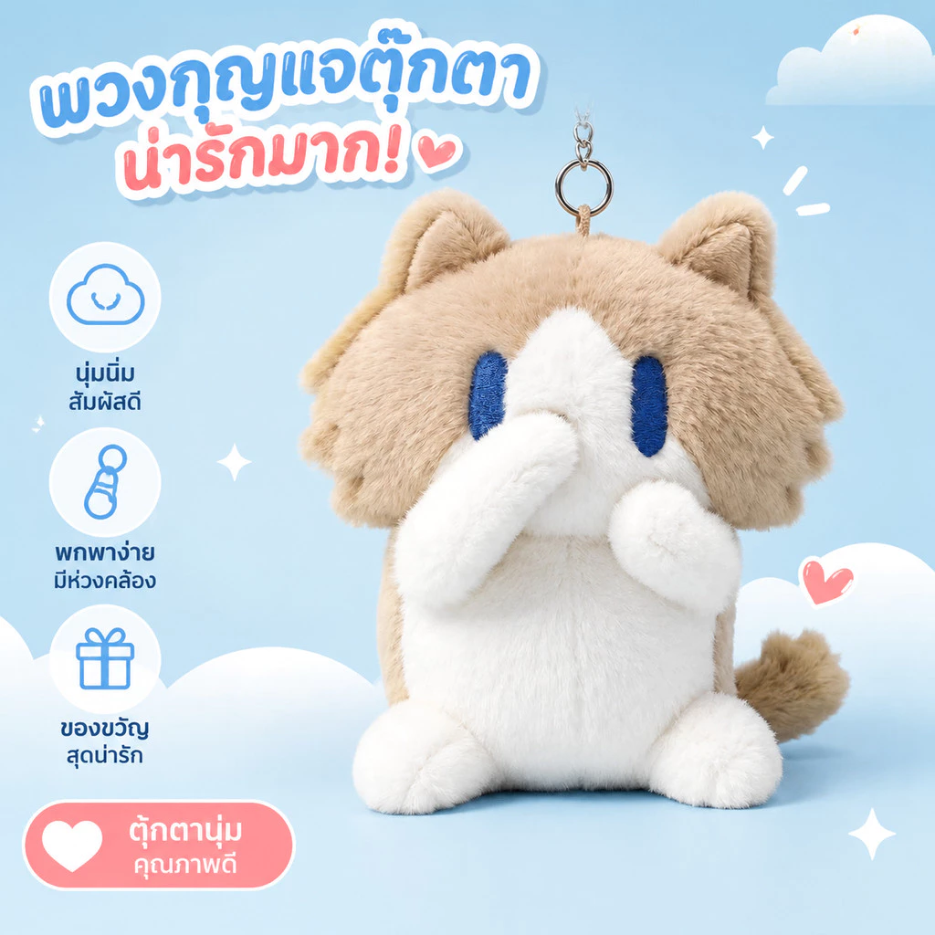 ตุ๊กตาแมวสุดน่ารัก พวงกุญแจของขวัญ ตุ๊กตาแขวนกระเป๋า ตุ๊กตาผ้า ของขวัญให้เพื่อนสนิท