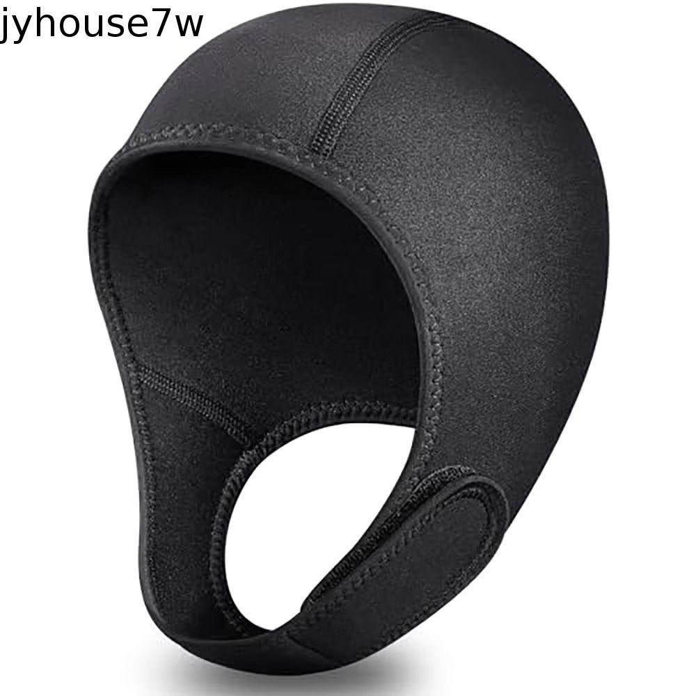 JYHOUSE Diving Hood, หมวกว่ายน้ํากันน้ํา Neoprene, ฮู้ดชุดดําน้ํายืดสีดําพร้อมสายรัดคาง Surf Diving 