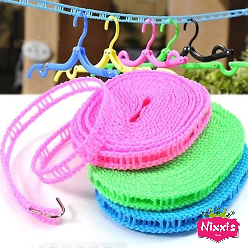 NIS ราวเชือกตากผ้าไนล่อน จัดส่งแบบคละสี หน้า แรกราวตากผ้ ากผ้าหอพักนักศึกษ าราวตากผ้ากลางแจ้งกันลมเชือ Dry clothes Rope