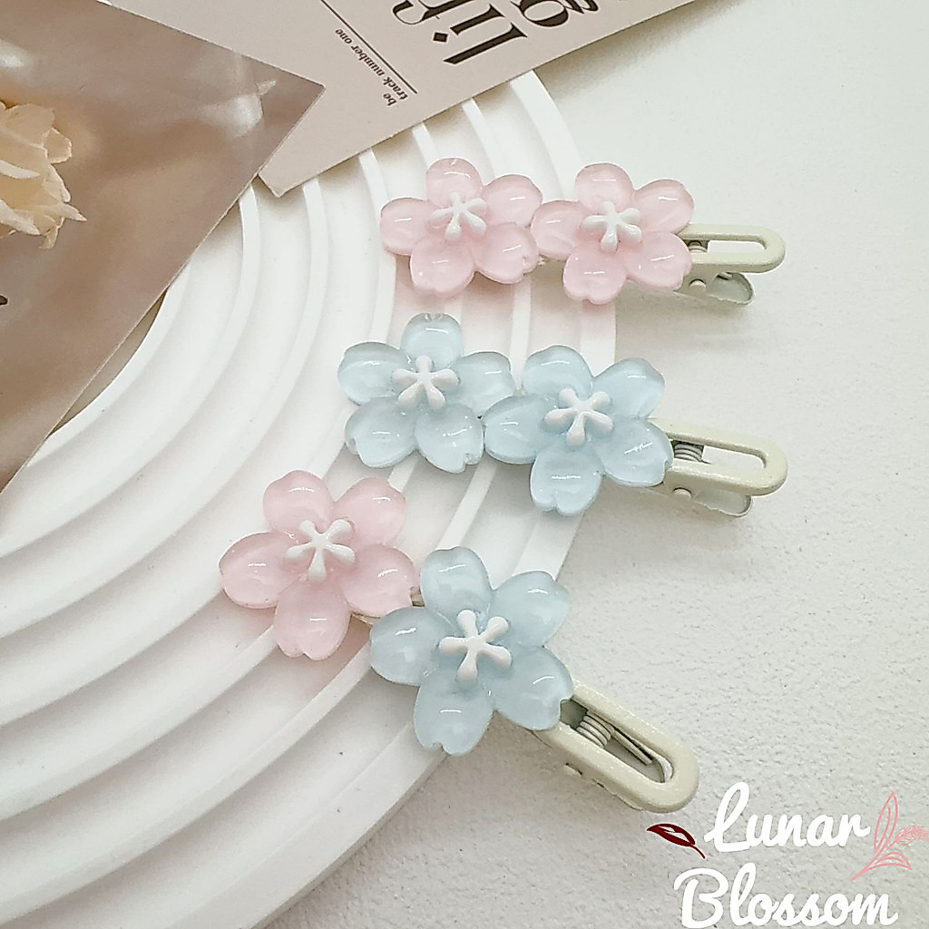 Lunar Blossom🌸🌸กิ๊บติดผมสไตล์เกาหลีลายดอกไม้ เครื่องประดับผมแฟชั่นสําหรับผู้หญิง กิ๊บติดผมดอกซากุระ