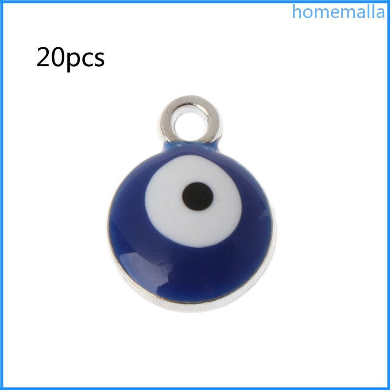 HO 20pcs Lampwork ลูกปัดแบนตุรกีสีฟ้าสําหรับ Evil Eye Spacer ลูกปัดแบนรอบ Handmade ลูกปัดสําหรับสร้อยข้อมือ Mak