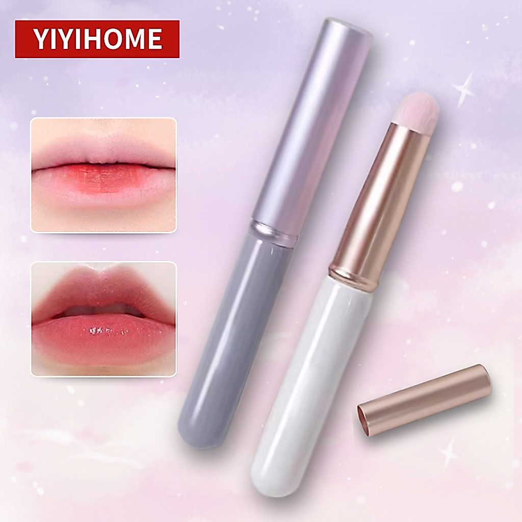 YIYIHOME แปรงทาลิปสติก แปรงแต่งหน้า แปรงทาปาก แปรงคอนซีลเลอร์ แปรงพกพา ขนนุ่ม กันฝุ่น ฝาปิดในตัว