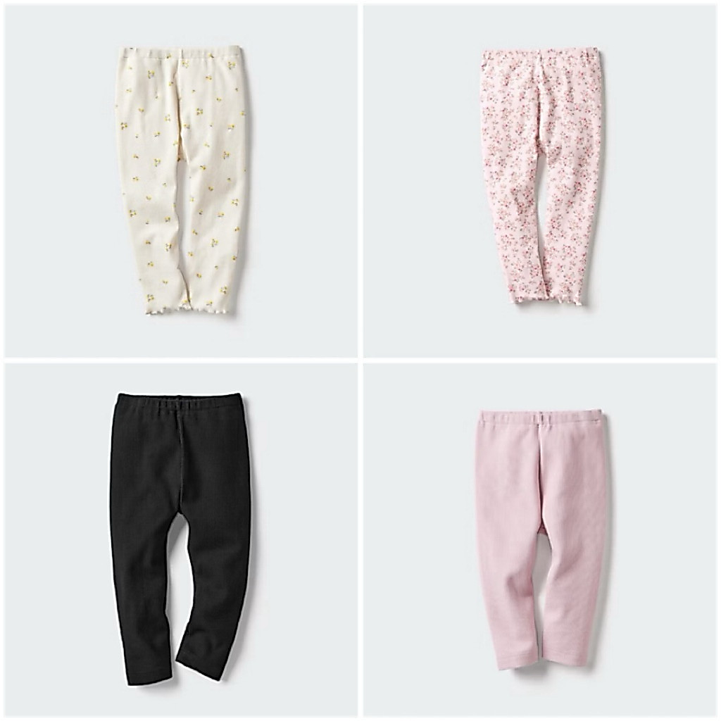 Uniqlo เลกกิ้ง ผ้าลายนูน/ผ้าริ้ว (Ribbed) ทรงปกติ ของแท้ ใหม่ พร้อมส่ง