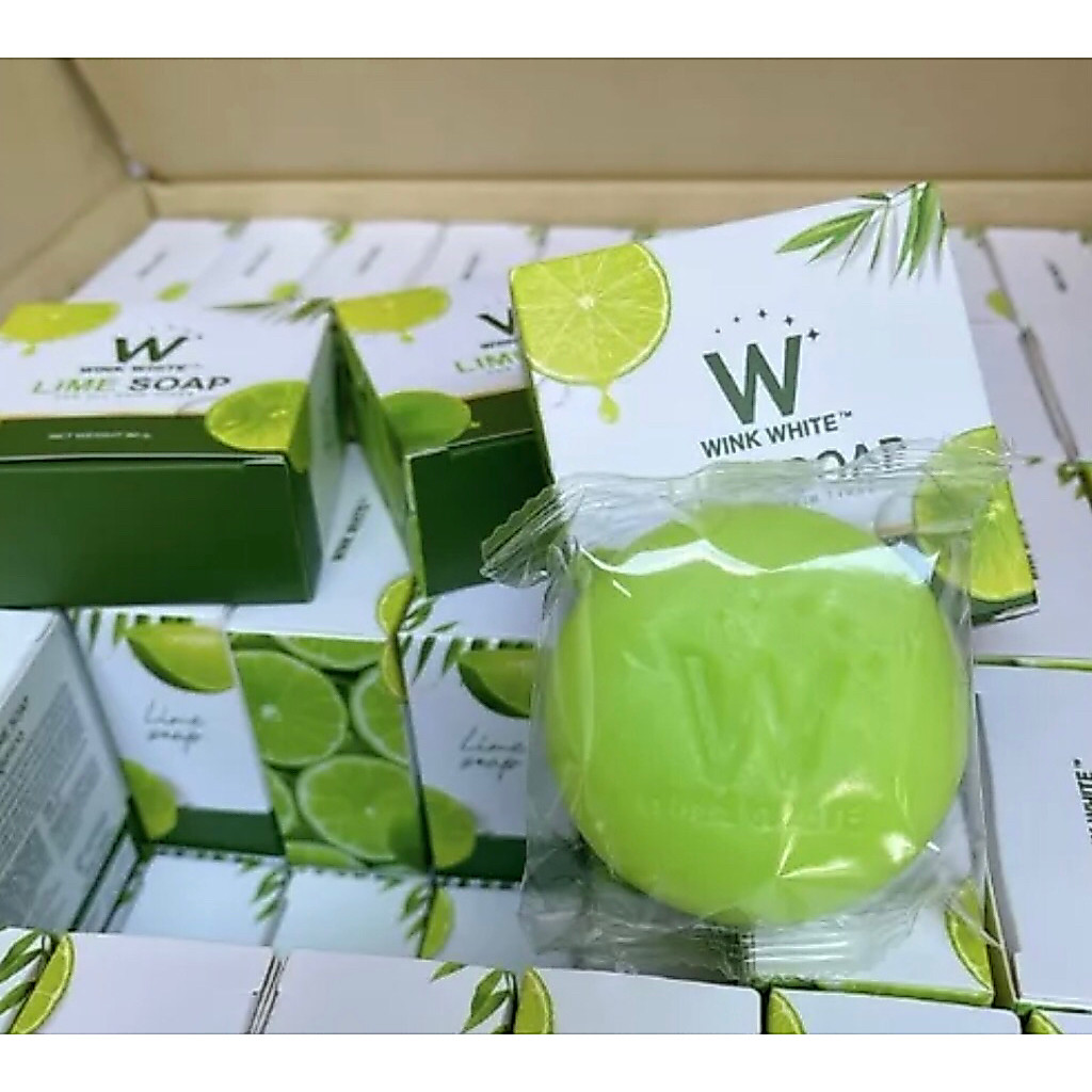 🔥3ก้อน🔥 สบู่มะนาว วิ้งไวท์ #𝗪𝗜𝗡𝗞𝗪𝗛𝗜𝗧𝗘  ช่วยให้ผิวกระจ่างใส มีออร่า ของเเท้ 80กรัม