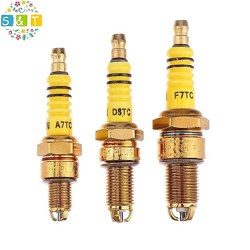 [S&T] 1 ชิ้นหัวเทียน 3 Triple Electrode A7TC D8TC สําหรับ GY6 CG 50 70 110 125 150CC รถจักรยานยนต์ A