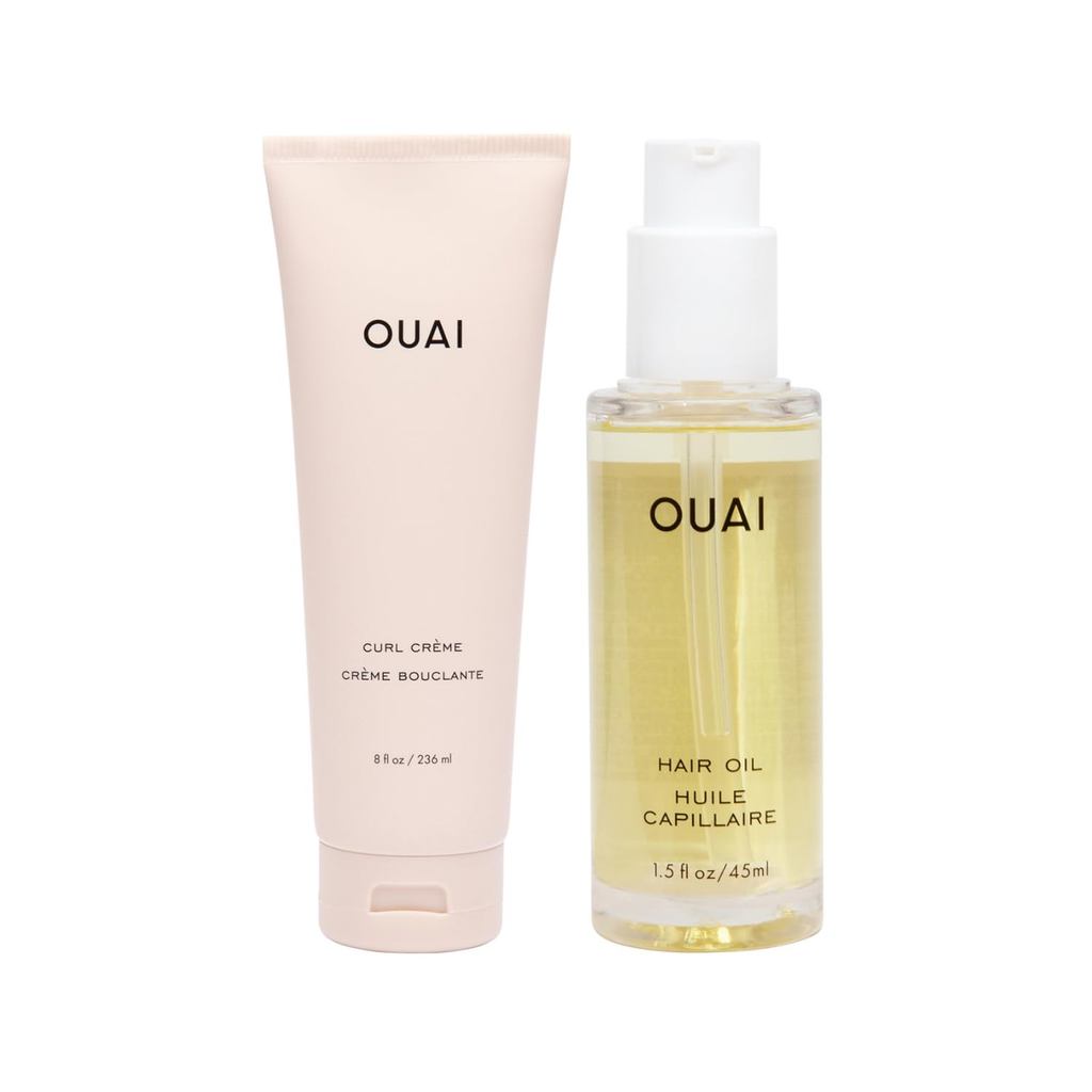 OUAI Curl Cream + Hair Oil Bundle - ผลิตภัณฑ์จัดแต่งทรงผมสําหรับการควบคุม Frizz - รวมครีม Curl (8 Oz