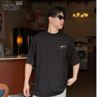 YOLO เสื้อยืด OVERSIZE เสื้อยืดโอเวอร์ไซส์ เสื้อยืดแขนสั้น คอเสื้อหนา 2 นิ้ว ผ้าฝ้ายแท้ ทรงหลวม Y2661
