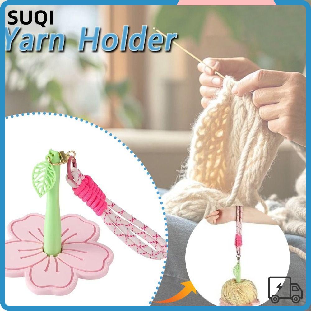 SUQI ที่ใส่เส้นด้ายข้อมือแบบพกพา, รูปทรงดอกซากุระพร้อมสายรัดข้อมือที่ใส่ลูกบอลเส้นด้าย, โครเชต์ป้องกันเส้นด้ายห้อยเก็บขนสัตว์ Ball Winder เย็บผ้า Spool