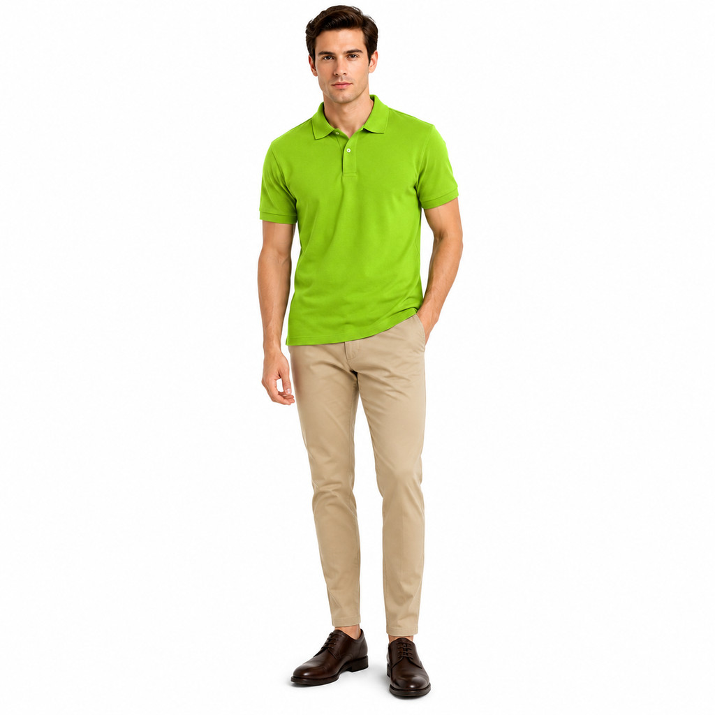 Baverre by Hassenda - Denver เสื้อโปโลผู้ชายธรรมดาคอปก Unisex แขนสั้นสีเขียวโวลต์ VPG81224VLT