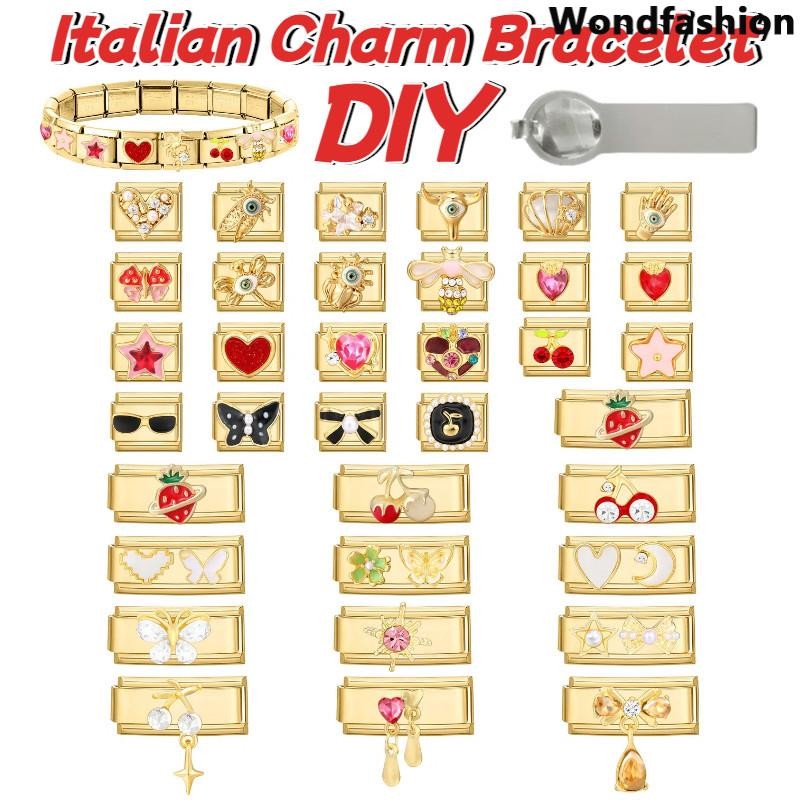 สร้อยข้อมือสไตล์อิตาเลียน แบบฟิต 9 มม. สแตนเลส DIY สำหรับทำเครื่องประดับเอง