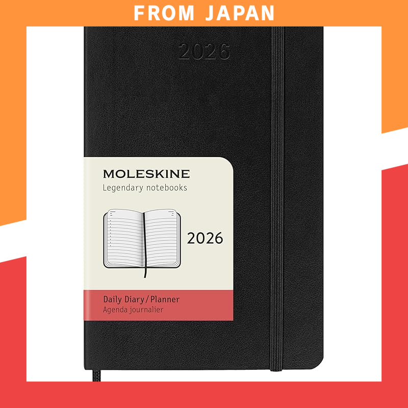 Moleskine Diary 2026, January Start, 12-Month Daily Diary, Pocket Size (9cm x 14cm), Soft Cover, Bla